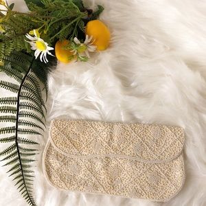 Vintage Pearl Seed Bead HandBag Purse, Evening Bag